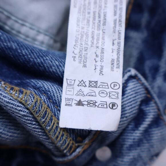 ZARA High Rise Distressed Straight Leg Jean Blue Medium Wash Denim Women's 2 - Picture 11 of 11